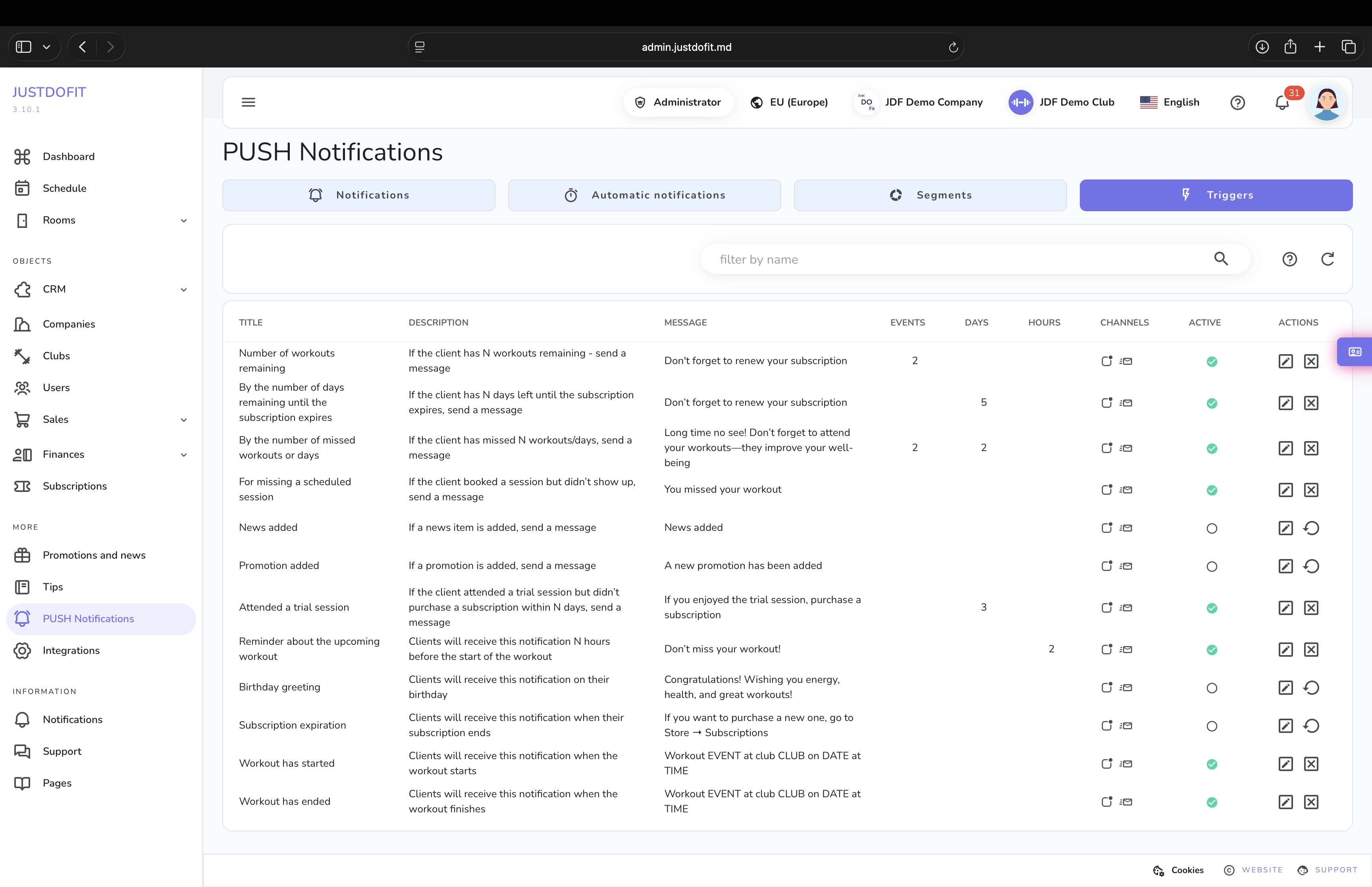 Notifications and marketing
